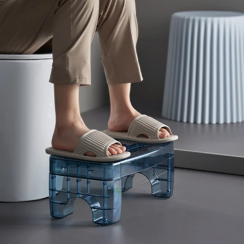 

Light Luxury Transparent Toilet Footstool Thickened Non-slip Foot Stool Foot Rest Under Desk Practical Children's Step Stool