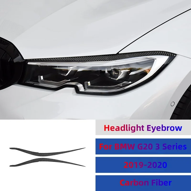 

Накладки на автомобильные фары для BMW G20 3 серии 2019-2020, накладки на передние фары из углеродного волокна, внешние автомобильные аксессуары