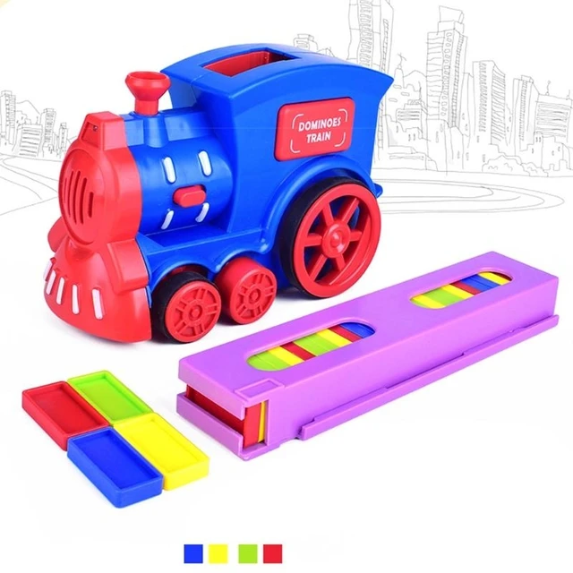 Y4QA Dominos Train Electric Car Toy with Light Realistic Sound Toy Baby Developmental for Creative Building Block for Prescho 5