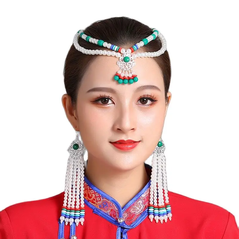 

Bride headdress Mongolian ancient style Hair Accessory cosplay performance head wear for princess