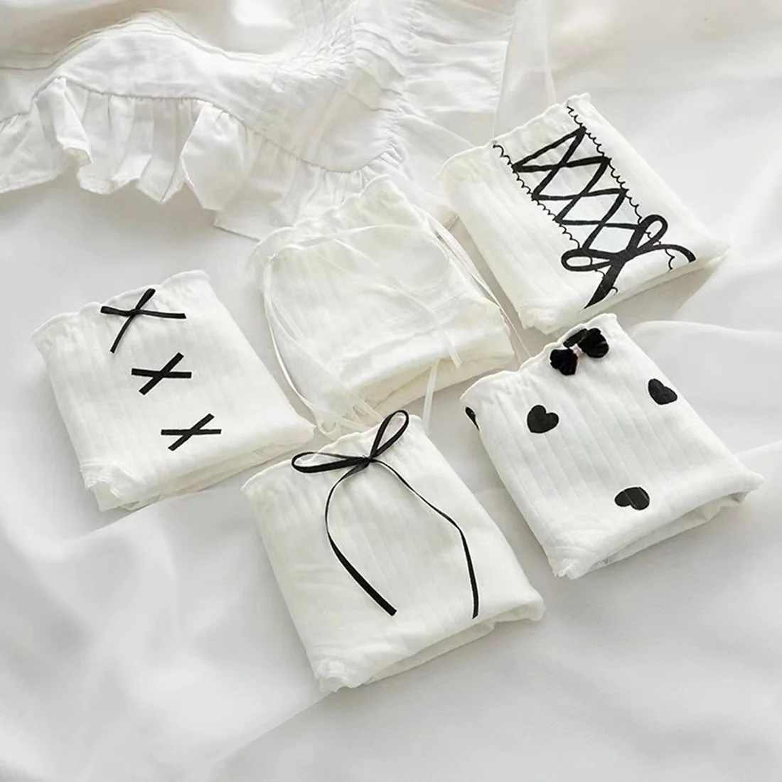 

Princess White Lolita Lace Girls Panties Student Cute Cotton Crotch Mid-waist Bow Ladies Shorts Breathable Sexy Underwear Women