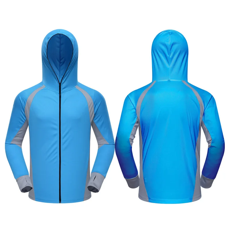 Sunscreen Fishing Suit for Men in Summer, Moisture Absorbing and Breathable Camouflage Hooded Long Sleeved Sun Protection Suit