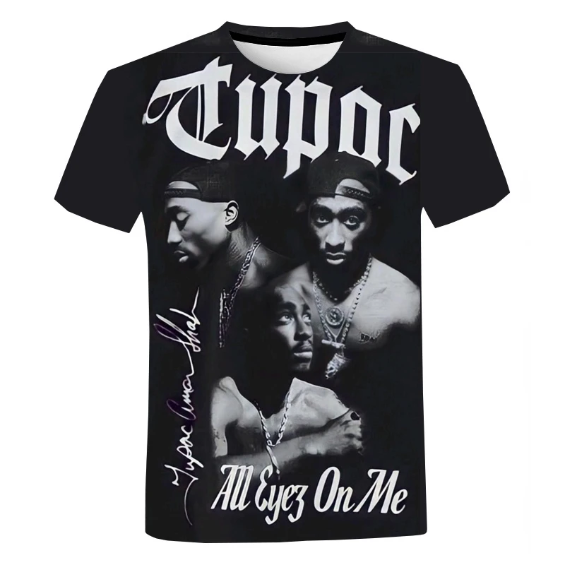 

Rapper 2PAC Hip Hop Oversized T-shirt for Men Summer Casual Fashion Harajuku Street Round Neck Tops Short Sleeves T Shirt