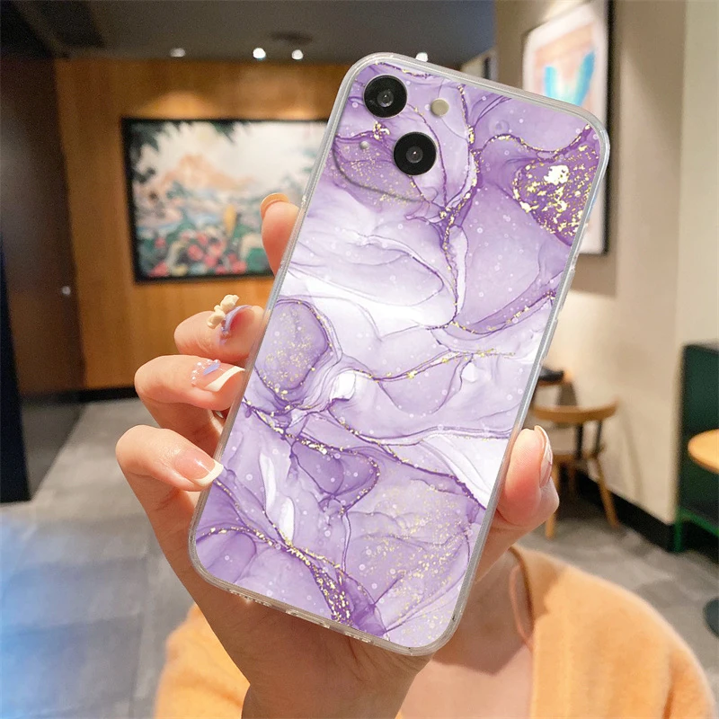 Elegant Marble Transparent Shockproof Silicone Phone Case