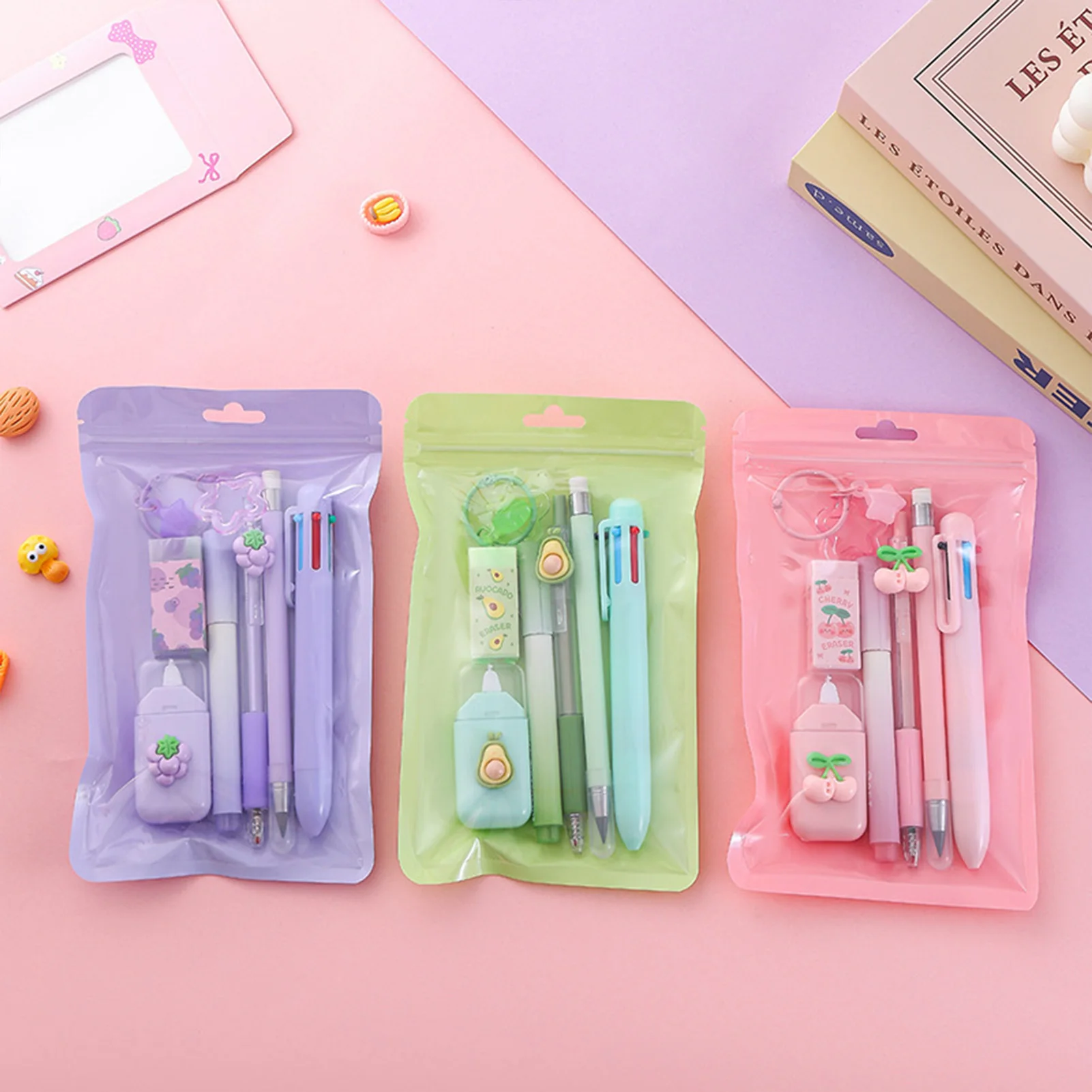 7pcs/set Colorful School Stationary Kits Including Ballpoint Pens Correction Tape Set For Student Learning Supplies - 2