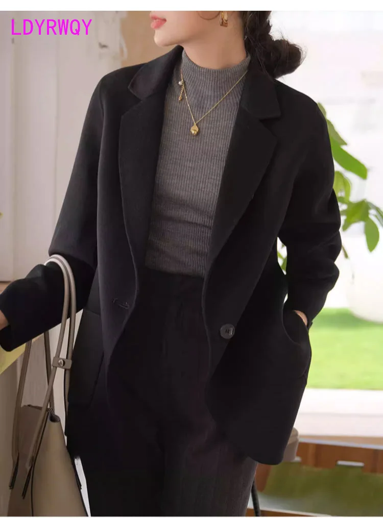 Camel Suit Woolen Coat Women's 2023 Small Autumn/Winter New Long Sleeve Woolen Coat Short