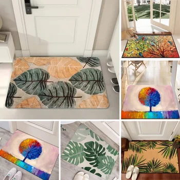 나뭇잎 웰컴 매트 실내 입구 바닥 장식 세척 가능 카펫, 미끄럼 방지, 청소하기 쉬운 영역 러그, 주름 방지 도어 매트