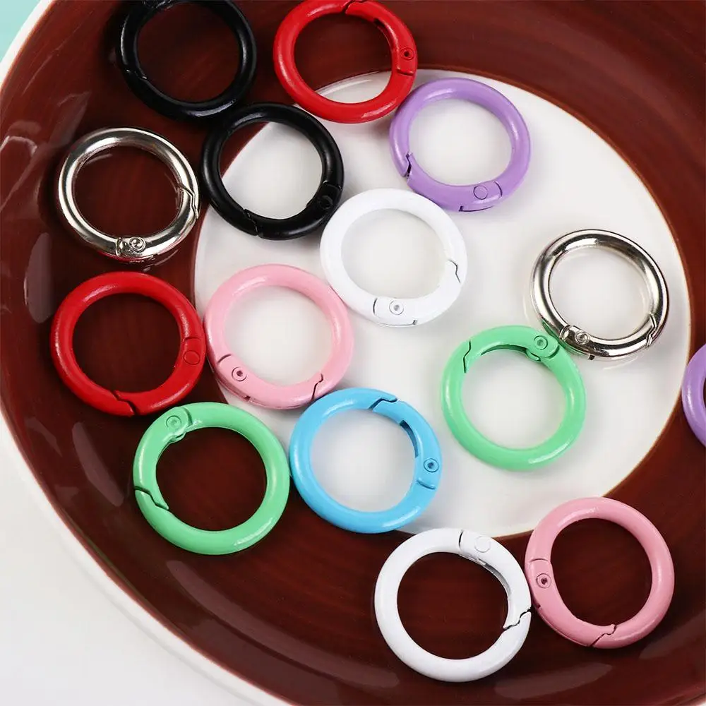5 Pcs DIY 25mm O Ring Keychain Clips Colorful Metal Openable Round Carabiner Durable Spring Clasp Jewelry 5