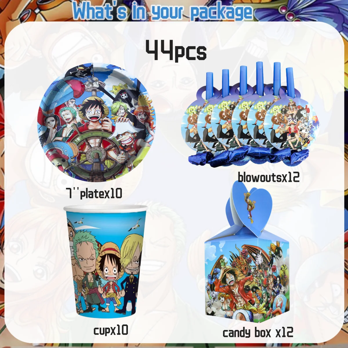 One Piece Birthday Party Set - Luffy Disposable Tableware  Candy Box for Kids
