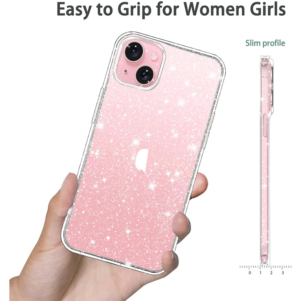 Custodia trasparente glter per iPhone 15 Pro Max 14 Plus 13 Mini 12 11 X XS XR SE 2022 2020 8 7 15Pro Sparkle Bling Sparkly Phone Cover  202192403