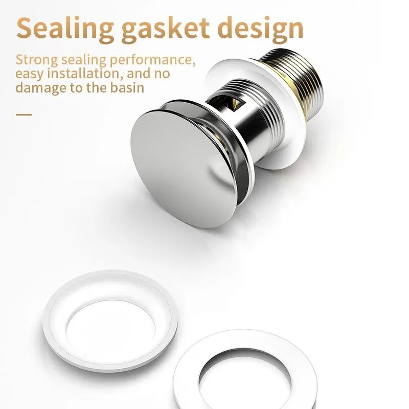 Copper Washbasin Push-Button Drain with Mushroom Head Design