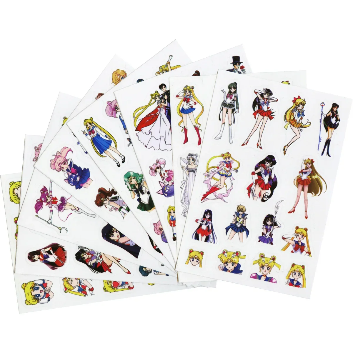 8 Stück Cartoon Anime Sailor Moon Aufkleber Handkonto-Sticker Handy Computer Album Tagebuch Transparente PVC-Aufkleber