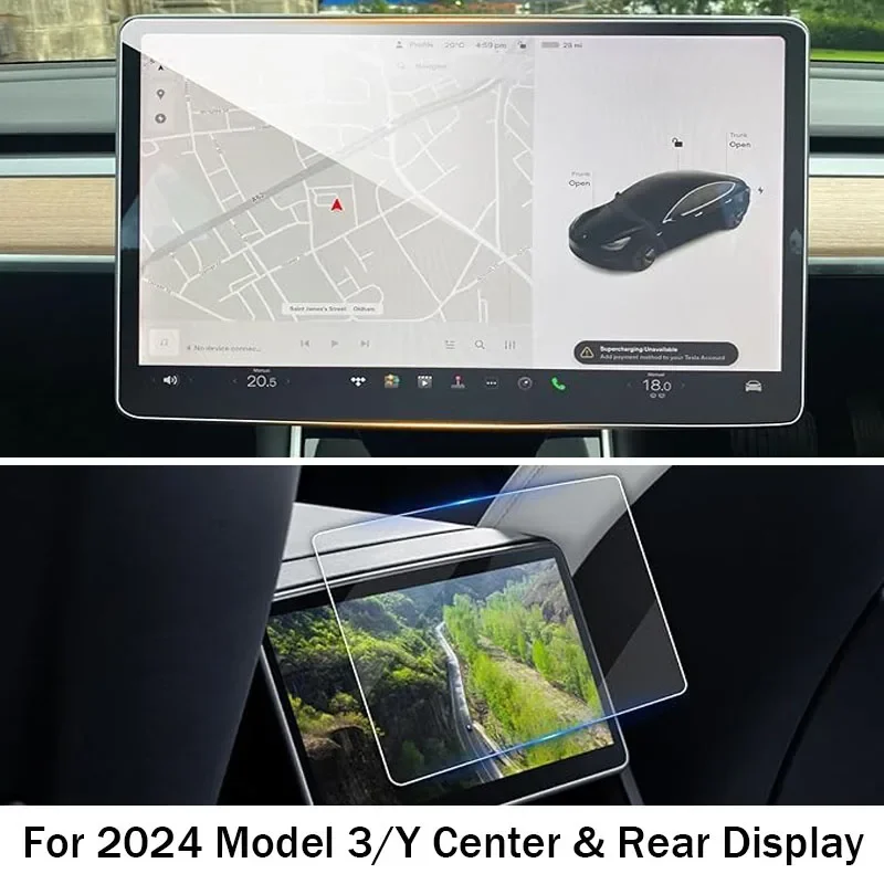 

Screen Protective Film For New Tesla Model 3 Y 2024 Rear Row Center Control Display Touch Screen Tempered Glass Film Accessories