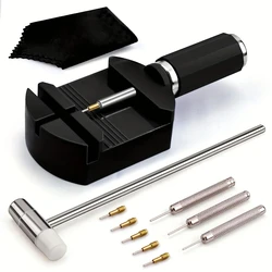 Precision Watch Band Adjustment Tool Kit - 11pcs Set for Strap and Chain Pin Removal (Black)