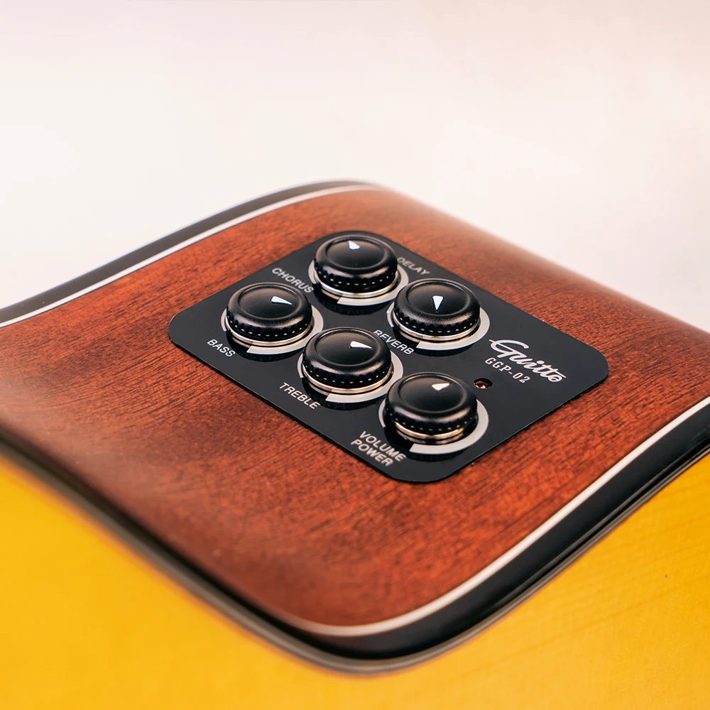 GUITTO GGP-02 Acoustic Guitar Pickup Preamp Piezo Pickup Reverb Delay Chorus Effect Pickups For 36-42 Inch Acoustic Guitars