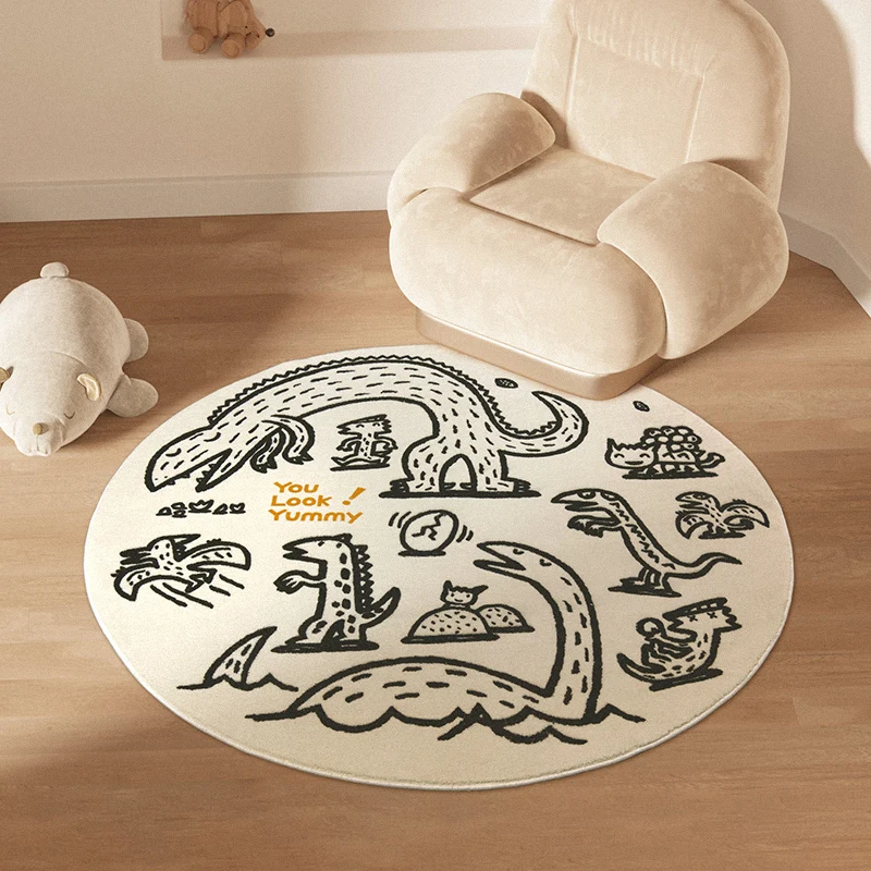 

Carpets for children bedroom bedside living room home decor round luxury cartoon dinosaur funny soft large area polyester rugs