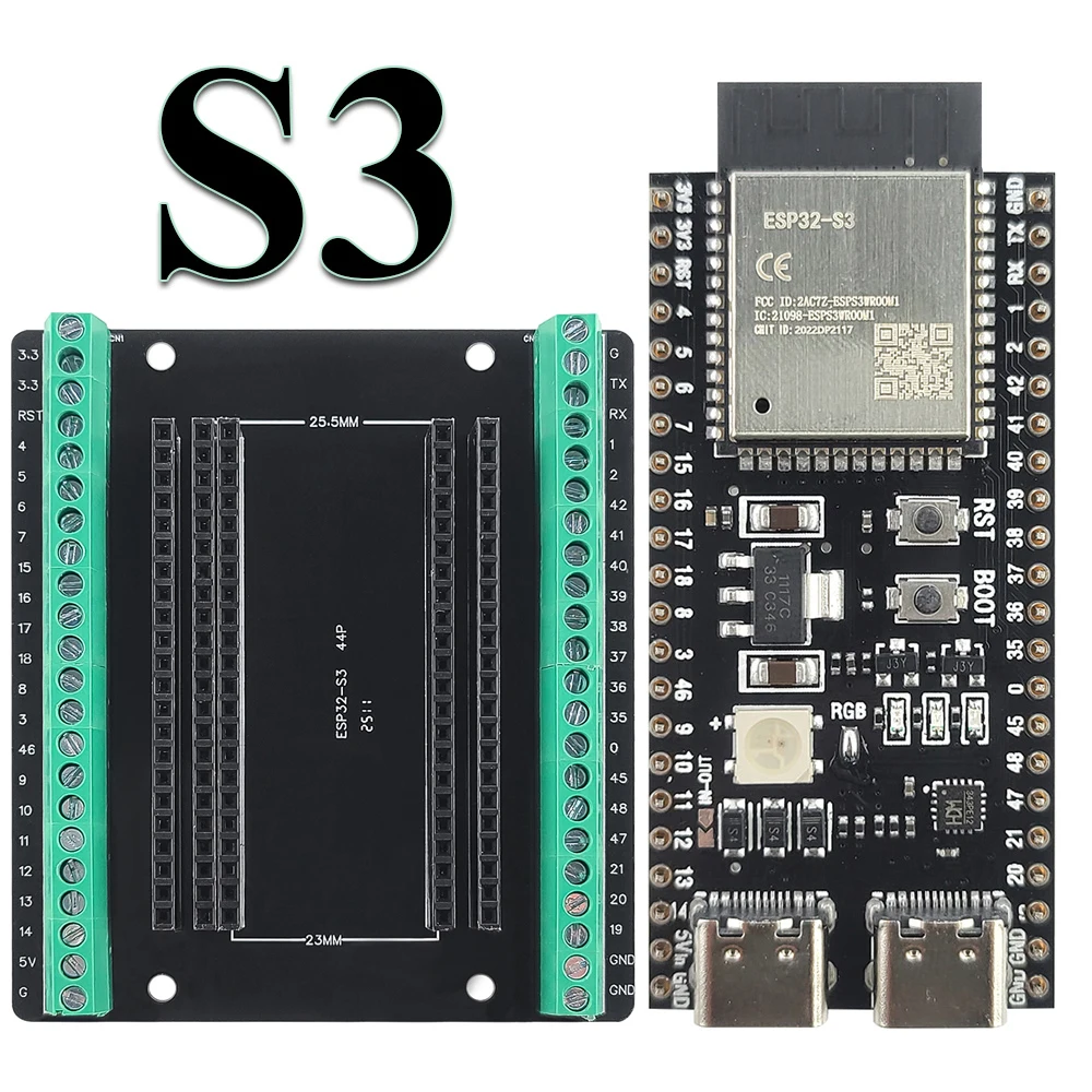 ESP32S3 Entwicklungsboards mit Erweiterungsadapter-Kit N8R2 N16R8 44-Pin Typ-C ESP32-S3 2,4G WLAN BT Modul ESP32-S3