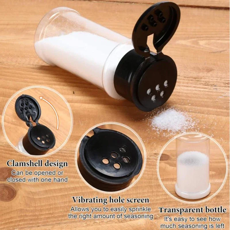 1-10PCS Clear Spices Bottle Salt Pepper Shakers Plastic Barbecue Seasoning Jars Condiment Box Kitchen Gadgets Powder Storage Can