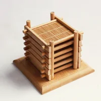 1/4Pcs Bamboo Teacup Coasters Mug Cup Square Mats Table Heat Insulated Pads for Kung Fu Tea Coffee Snack Retro Teaism Decoration 2