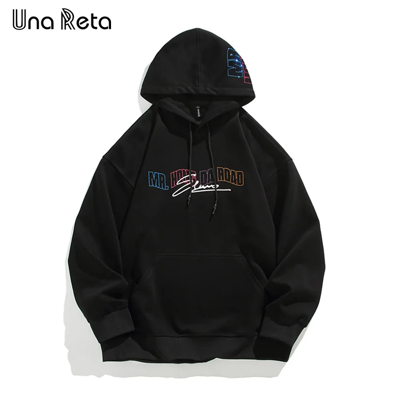 

Una Reta Hoodie Autumn Winter New Loose Harajuku Pullover Tops Hip Hop Letter Hot Drill Design Oversized Couple Hoodies