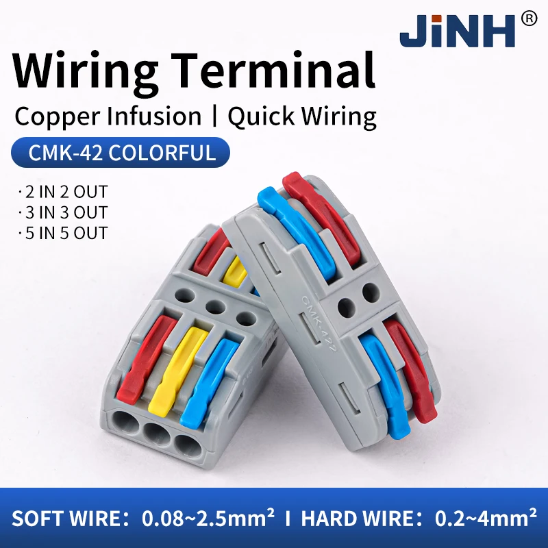 JINH 10 Stück CMK42 Schnellhebel-Spleißkabel verbinden Multi In Out bunte universelle kompakte Leiterpresse Home Terminal Blocks