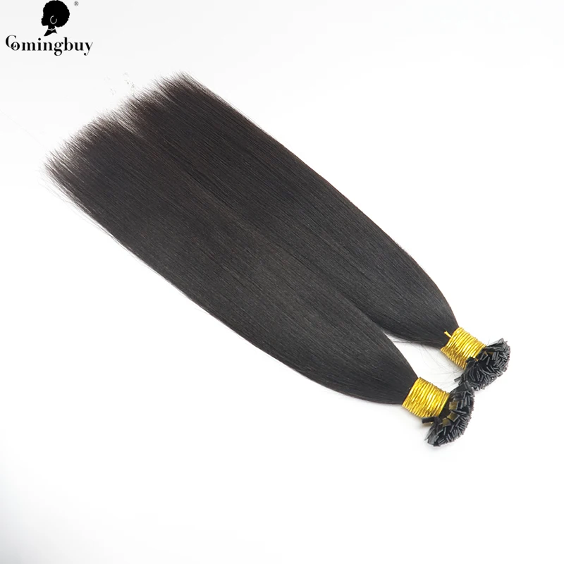 Light Yaki K Tips Human Hair Extensions Yaki Straight Remy Human
