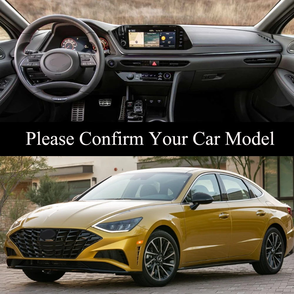 For Hyundai Sonata DN8 N Line Dashboard Cover Board Mat Carpet Pad Sun Shade Retro Leather Cushion Car Accessory