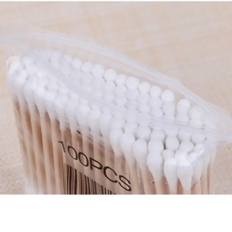 2 Sets Birch Stick Double-headed Soft Cotton Swab Sanitary Beauty Makeup