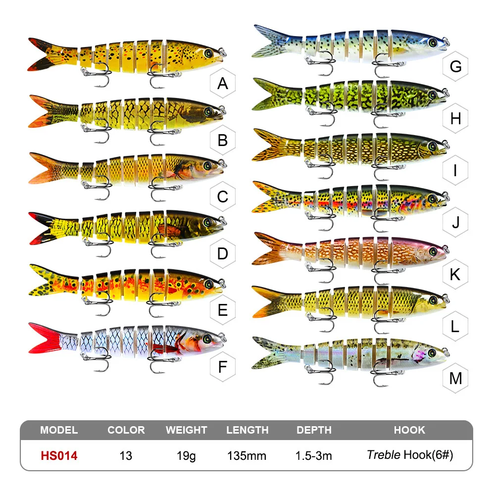 1PCS Multi Jointed Swimbait 13.5cm 19g Sinking Wobbler Fishing Lure Artificial Hard Bait Crankbait Bass Pike Fishing Tackle