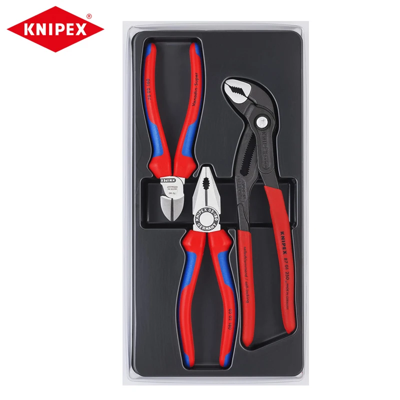 Knipex Set Di Pinze Diagonali Combinate 3 Pezzi Cobra 00 20 09 V01