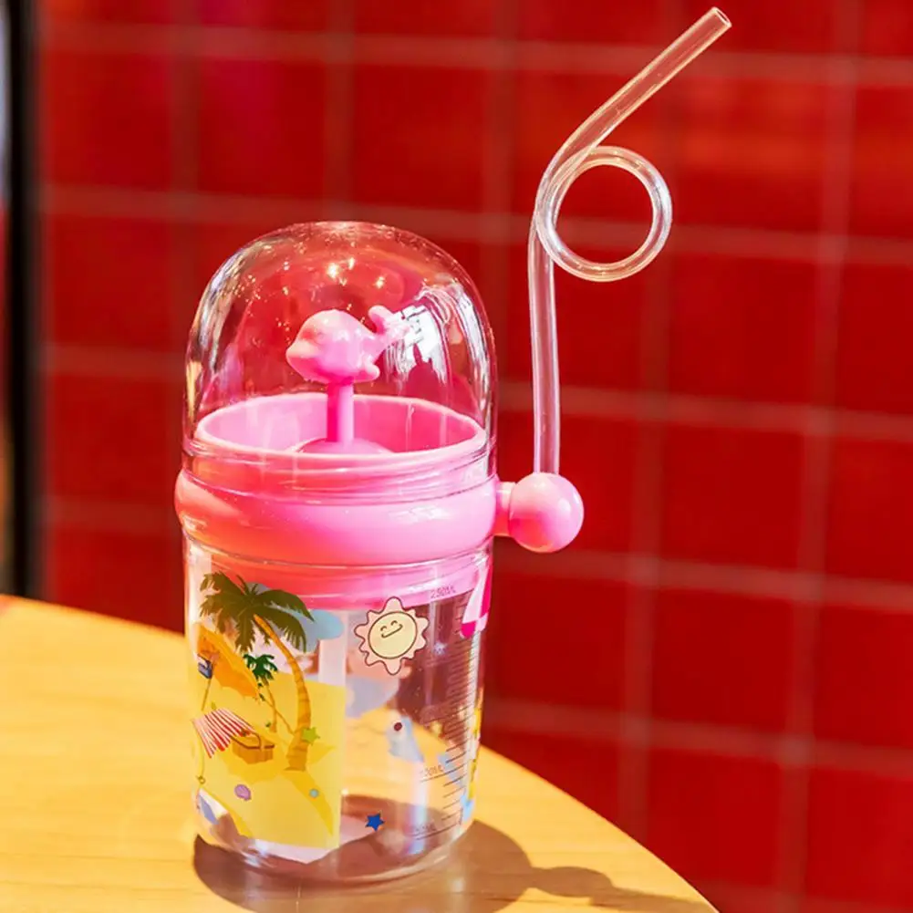Cute Straw Bottle with Lanyard Portable Kids Bottle for Outdoor 250ml Design Whale Sprays Water for Outdoor
