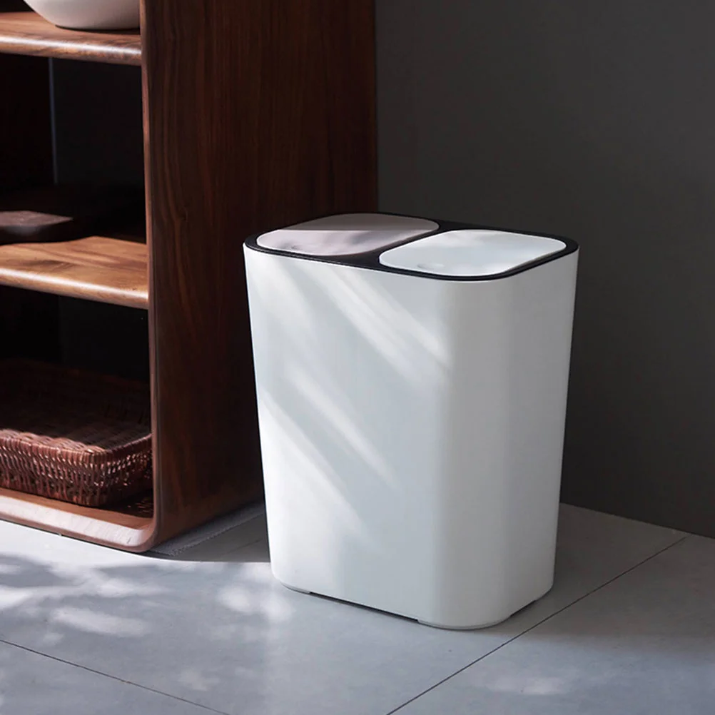 

Dual Trash Can Garbage Can Recycle Bin Dual Compartments Garbage Waste Can Dry Wet Classified Trash Can Dustbin Rubbish Box