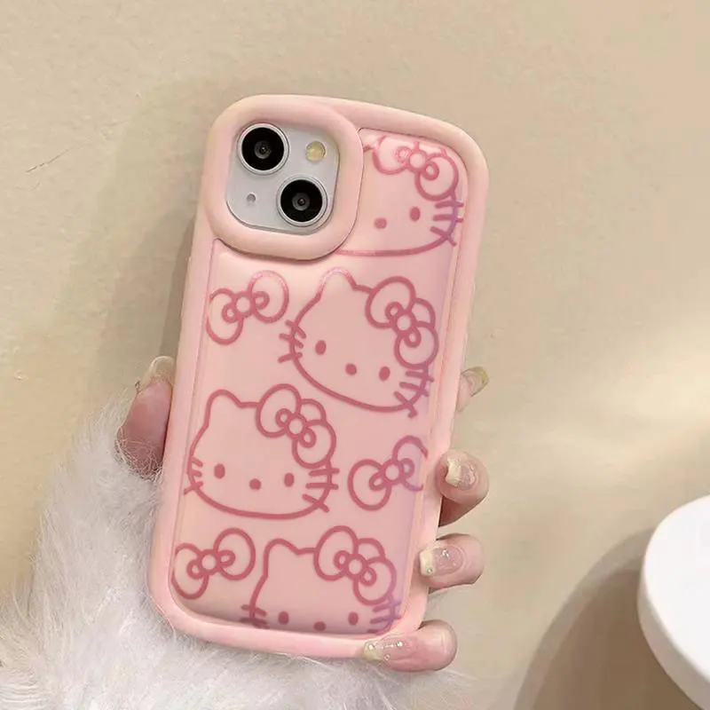 thumbnail image 1 of Sanrio Hello Kitty Ins Pink Girl Line KT funda de teléfono para iPhone 15 14 13 12 11 Pro Max XR XS MAX 7 8 PLUS Linda funda Kawaii Y2K, 1 of 5