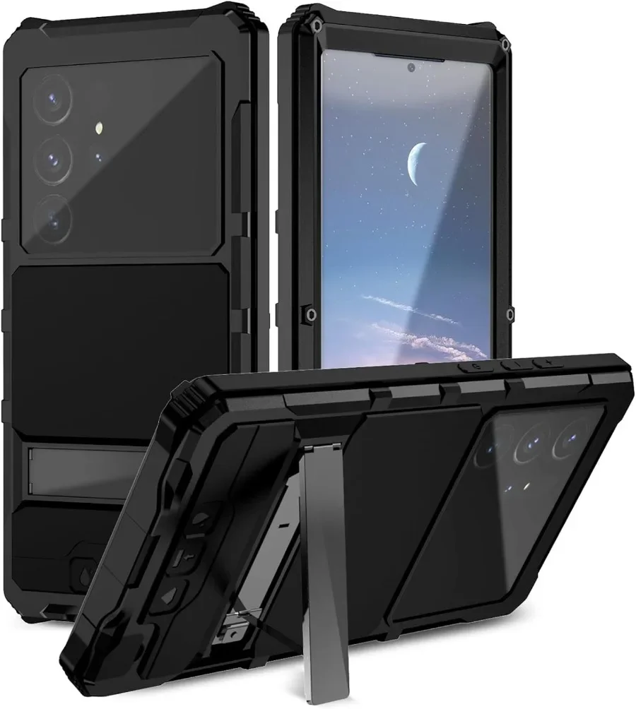 Full Aluminum Metal Armor Case For Samsung S24 S23 S22 Ultra Heavy Duty Dustproof Shockproof Cover Screen Lens Protector Holder