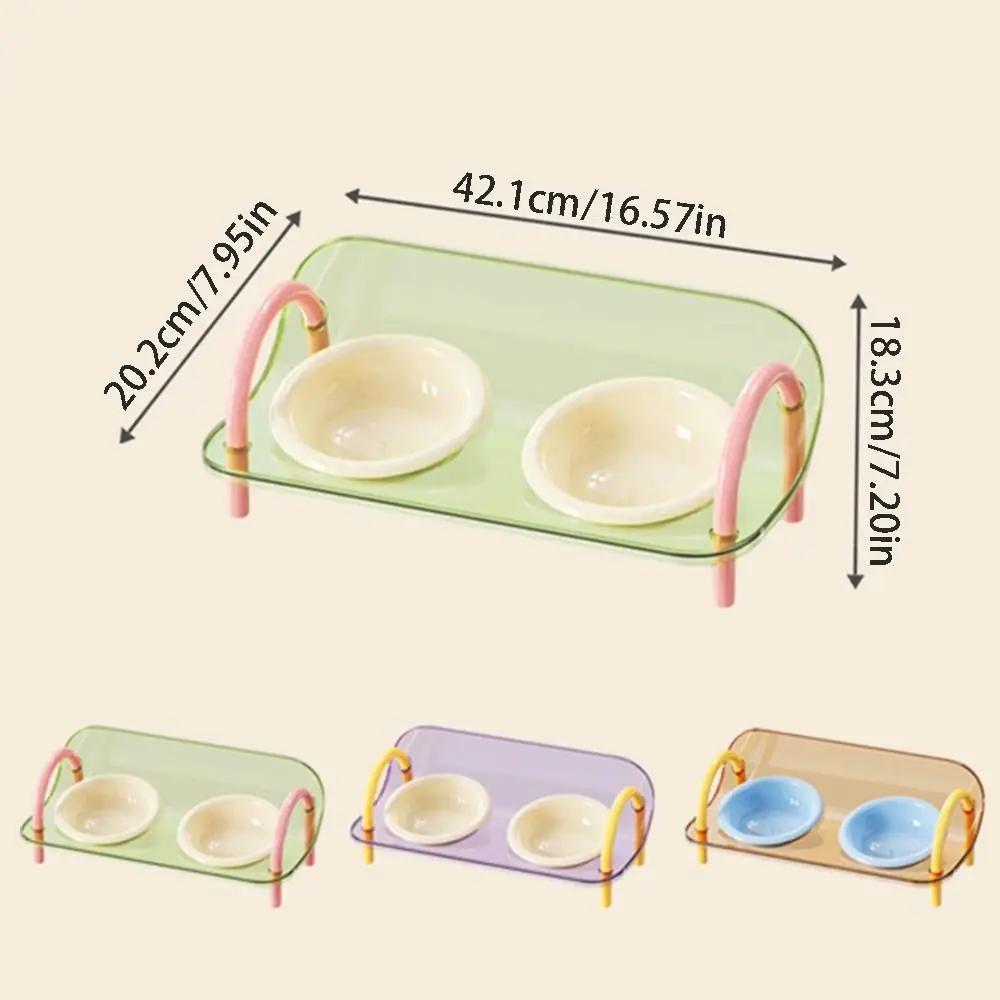 Double Bowls Pet High Footed Bowl Non-Slip Anti-flip Elevated Pet Feeder Bowl Multifunction Protect Cervical Spine
