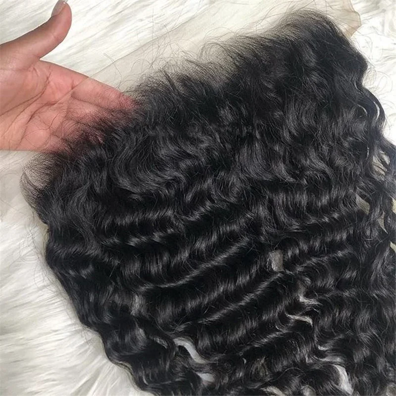 Deep Wave 13x4 Lace Frontal Human Hair Pre-Plucked Natural Color Brazilian Virgin Hair Transparent Lace Closure For Women