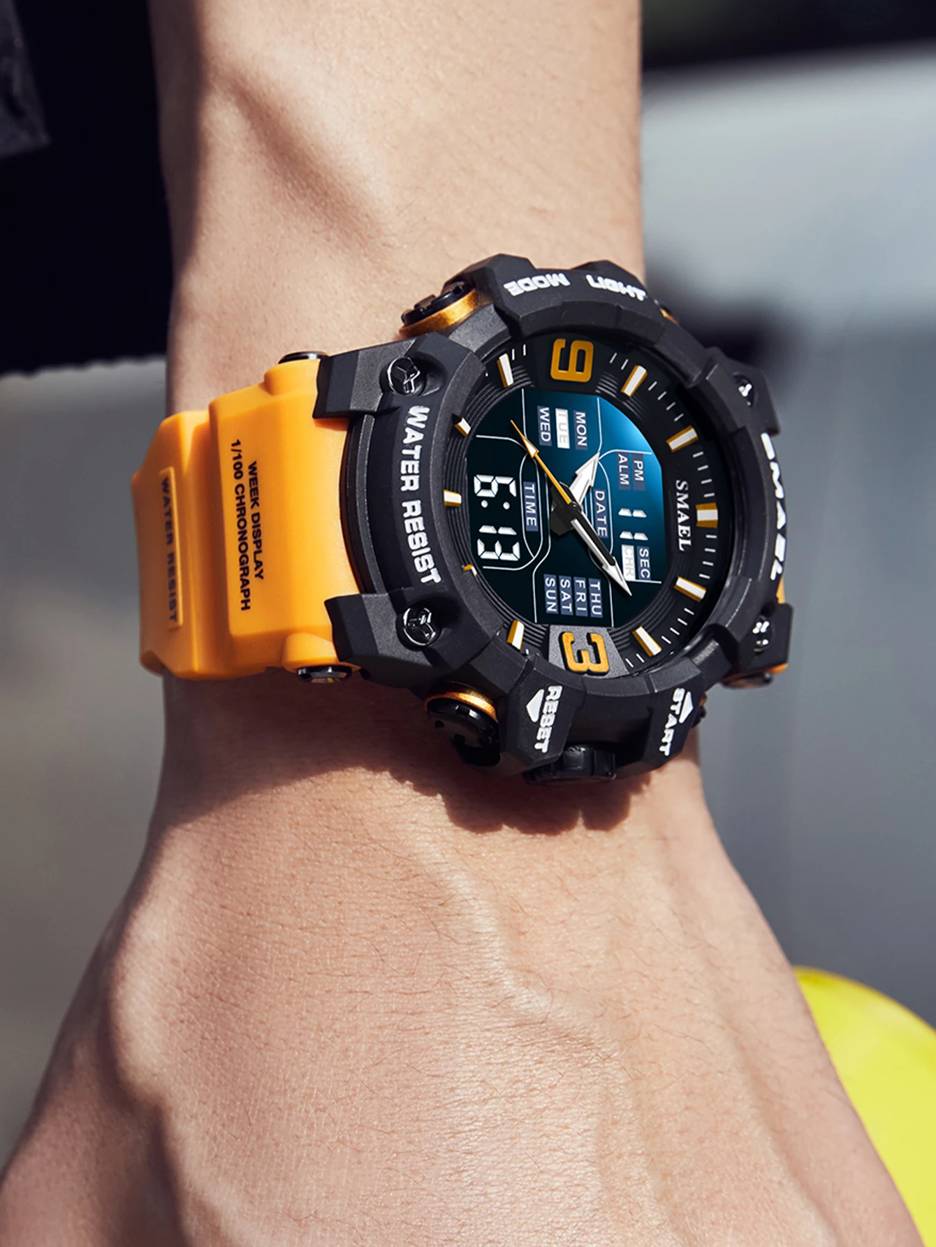 SMAEL 8049 Watch Sport LED Light Alarm Clock Dual Time Display