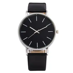 Luxury Brand Men's Quartz Wristwatch with Leather Band - Fashionable Metal Round Dial Casual Timepiece (Black)