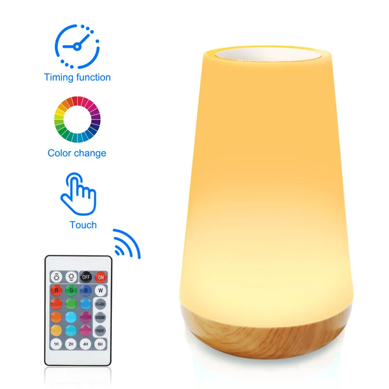 

13 Color Changing Night Light Remote Control Touch USB Rechargeable RGB Night Lamp Dimmable Lamp Portable Table Bedside Lamp