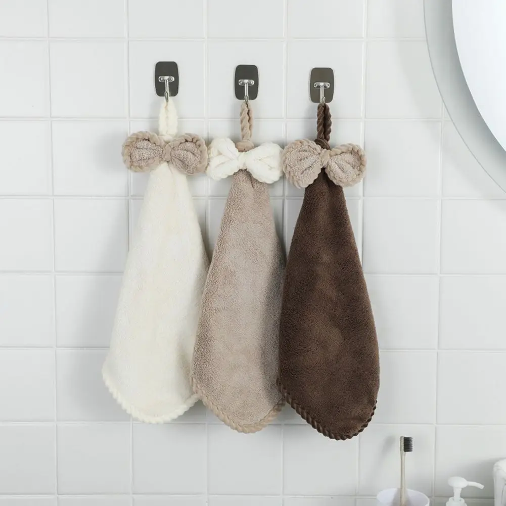 

Coral Velvet Bow Hand Towel Soft Super Absorbent Quick-Dry Towel Handkerchief Kitchen Dish Cloth Bathroom Terry Hand Towels