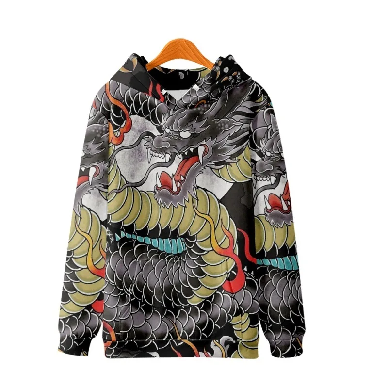 

Fashion Cartoon Dragon Printed Long Sleeve Hoodies Autumn Casual Couple Women Men Pullover Harajuku Sweatshirt