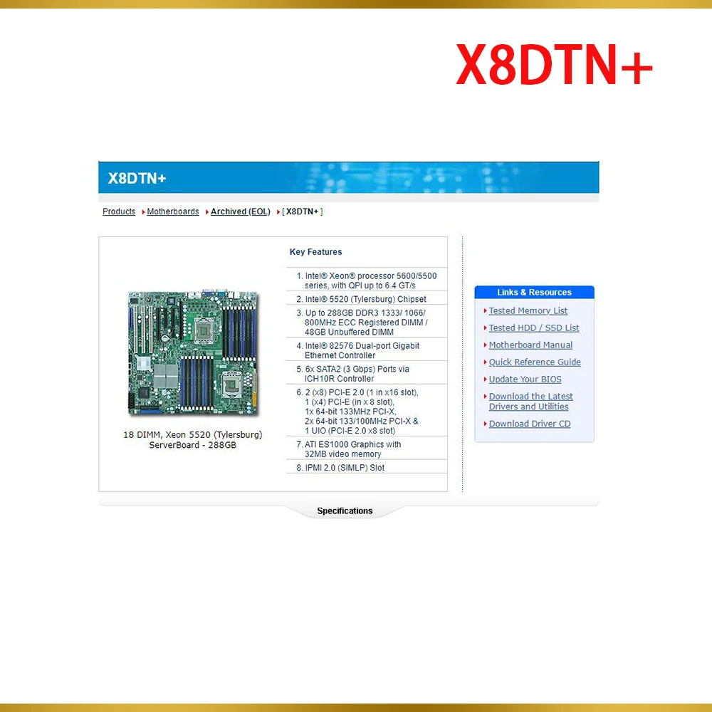 Per Inspiur Nf5280M2 Scheda Madre Server Processore Xeon Serie 5600/5500 Ddr3 Dual Gigabit Ethernet Sata2 Pci-E2.0 Ipmi2.0 X8Dtn +