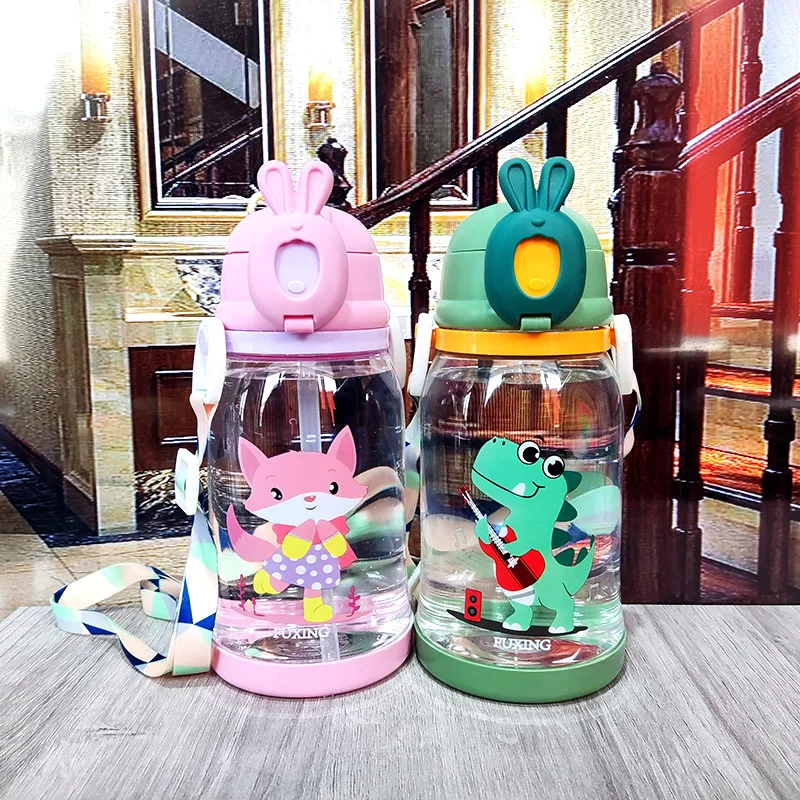 600ml Baby Feeding Cup with Straw Children Learn Feeding Drinking Bottle Kids Training Cup with Straw