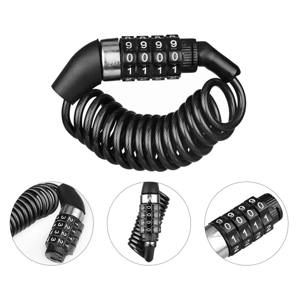 

1pc Durable Helmet Lock Chain 4 Digit Password Combination Portable Bike Motorcycle Anti-theft Cable Lock Motorbike Accessories
