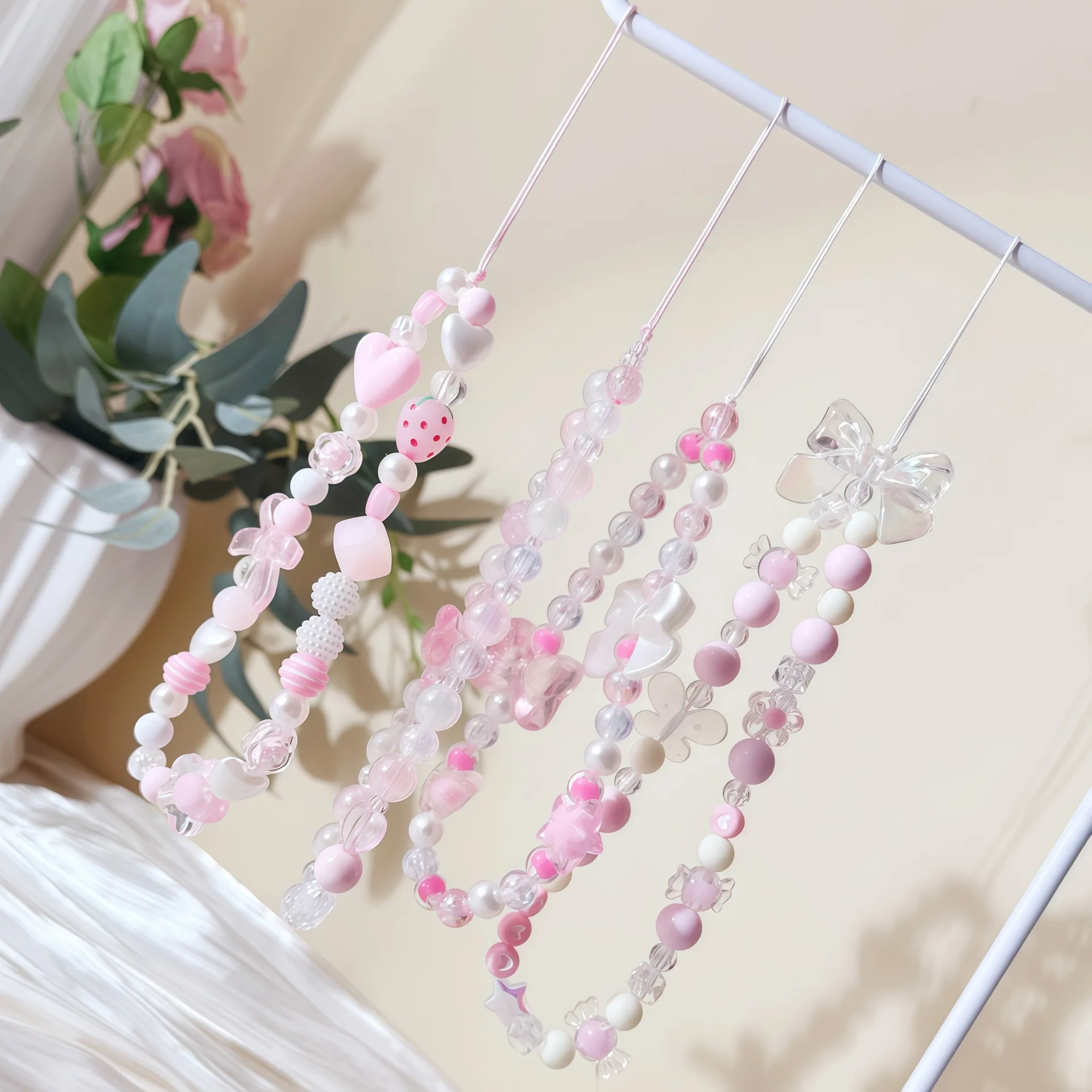 Pink Beaded Versatile Phone and Camera Strap