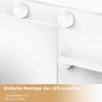 Туалетный столик для макияжа с ящиком, зеркальный косметический туалетный столик с регулируемой светодиодной подсветкой, 108 x 40 x 140 см — изображение 6