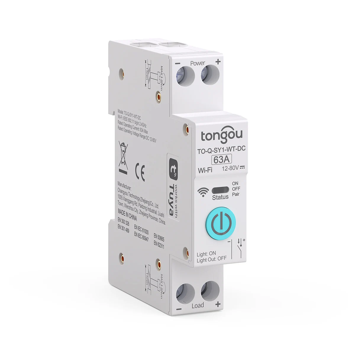 TUYA DC WIFI Smart Circuit Breaker 1P 63A DIN Rail for Smart Home wireless Remot