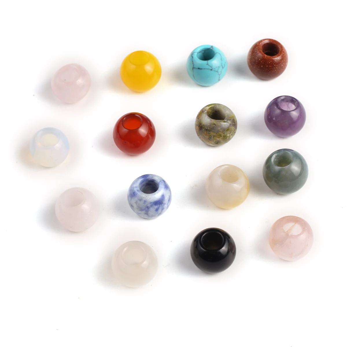 

Natural Stone Beads Large Hole Round Shape Charm Spacer Loose Beads for Jewelry Making Supplies Diy Necklace Bracelet Accessory