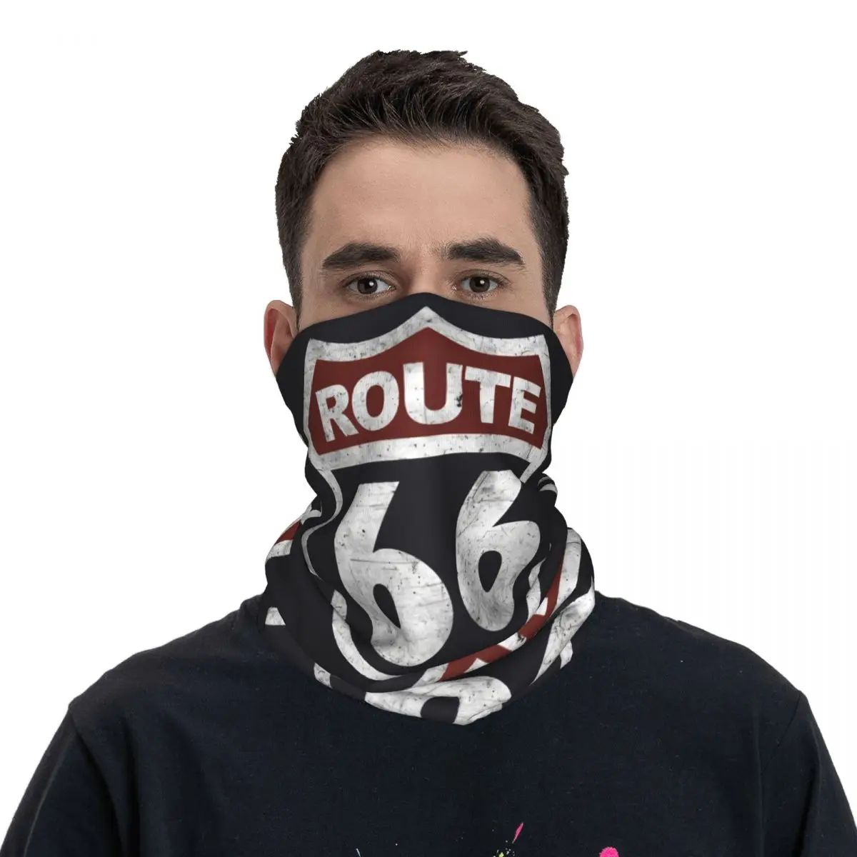Multifunctional Bandana Historic Vintage Bandana Neck Cover Printed Motocross Route 66 Face Scarf for Men Women Adult Winter Face Mask Cycling Bandana Neck Wrap Bandana Headscarf Cotton Bandana Neck Gaiter Bandana Neck Cover