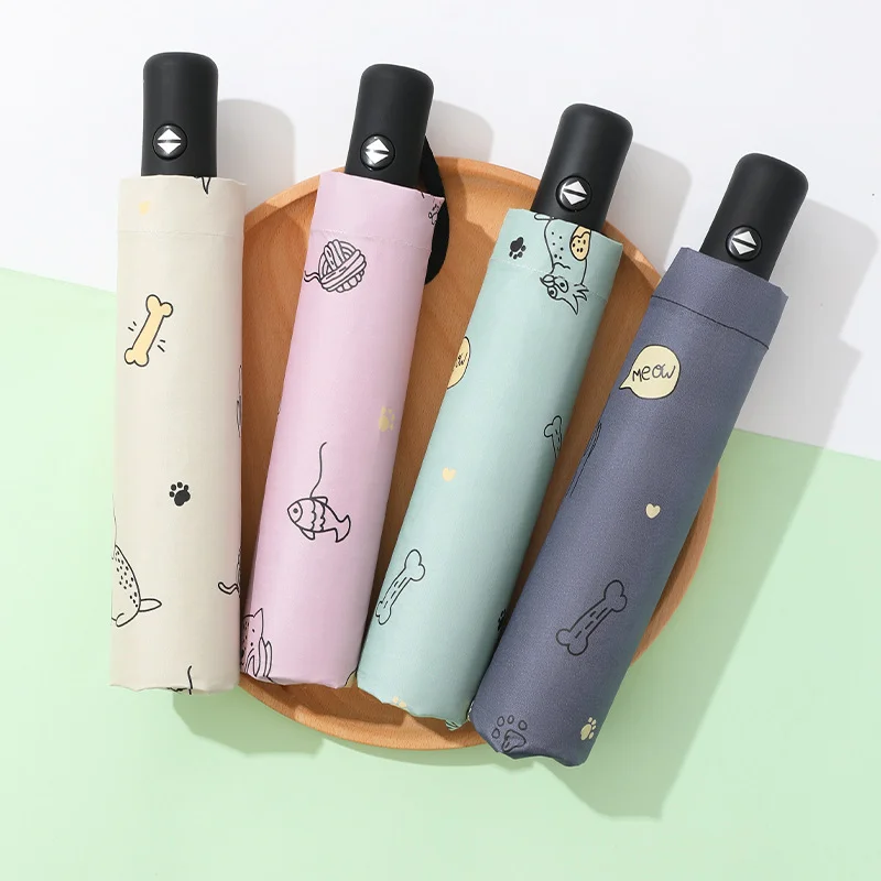 Umbrella UV Protection Sunumbrella Sunshade Folding Umbrella Small Fresh Vinyl Cartoon